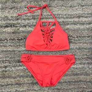 BECCA Coral Bikini with Intricate Strap Design
